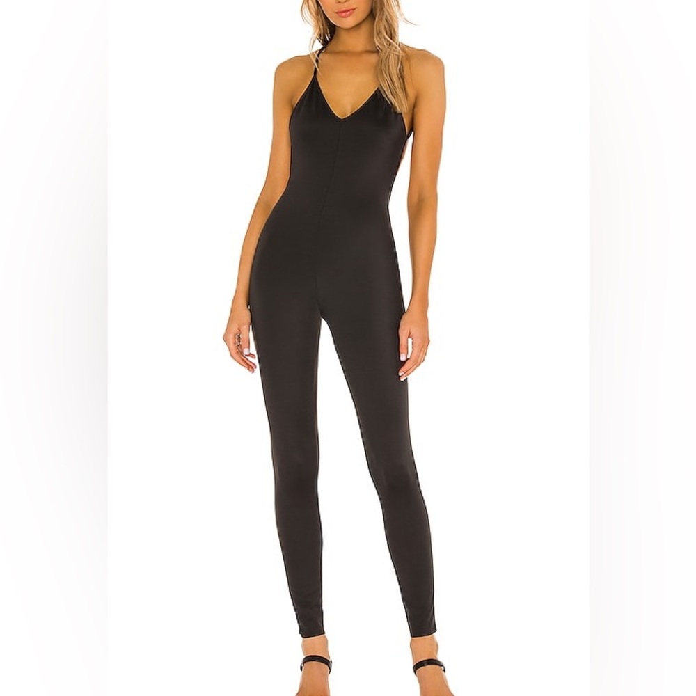Norma Kamali Low Back Fara Slip Catsuit In Black Size Xs.